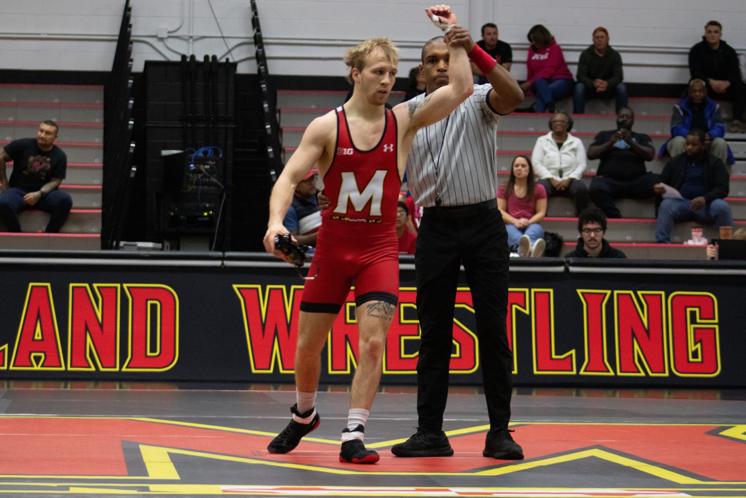 Maryland wrestling downs American, 27-9, despite injuries