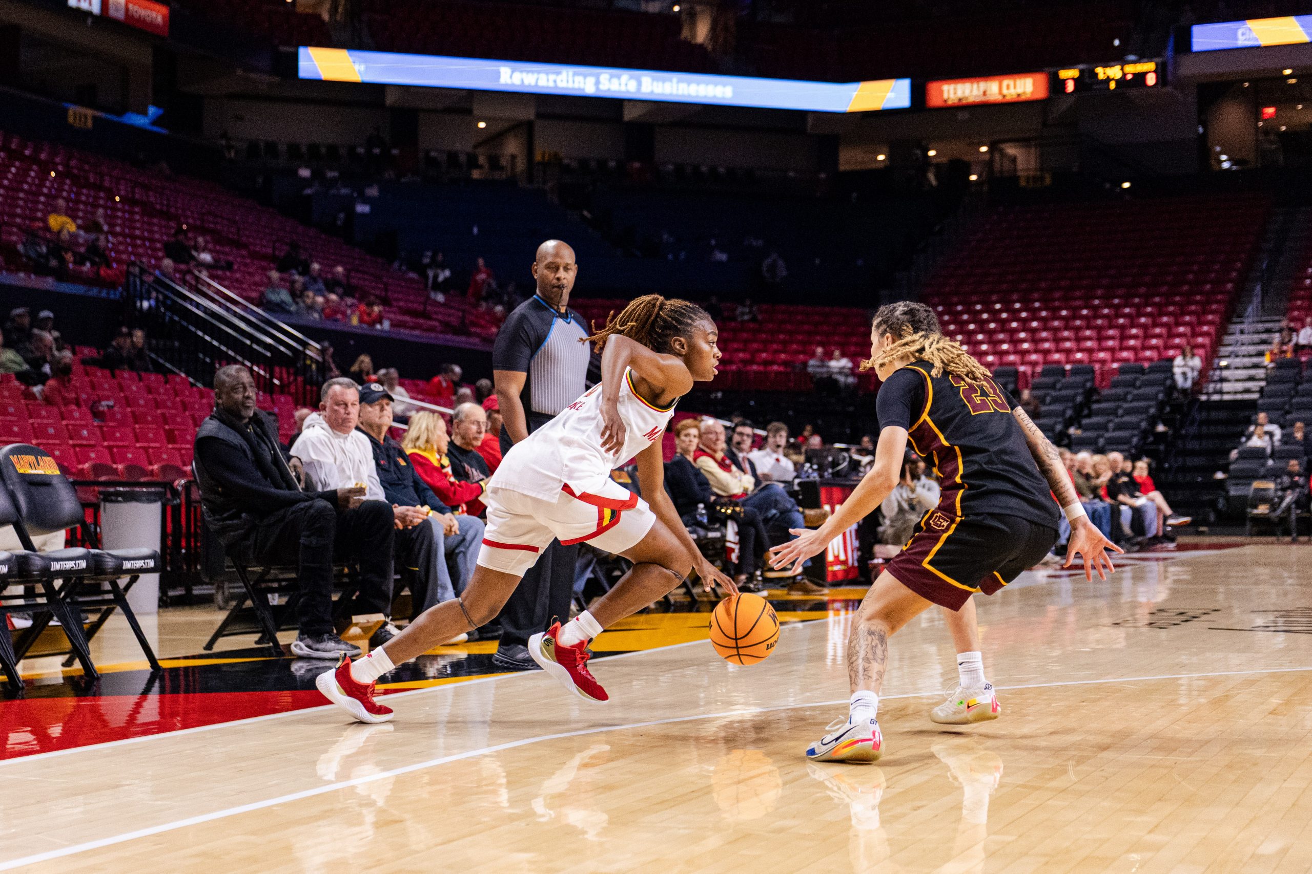 Maryland women’s basketball thrashes Bethune-Cookman, 95-49, despite limited guard play